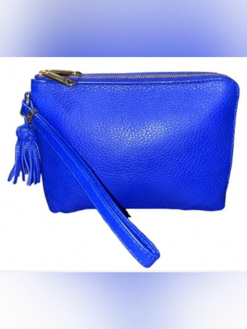 TALBOTS Pebbled Leather Double Zipper Wristlet  in Cobalt Blue